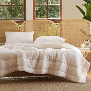 Queen Comforter Set - Cooling and Warm Bed Set, Beige Reversible 3 Piece Set